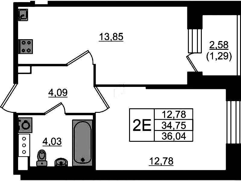 1-комнатная квартира 36.04 м², 9/23 эт., ЖК «Живи! В Рыбацком»